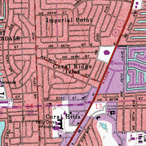 Topographic Map of Coral Ridge Isles, FL