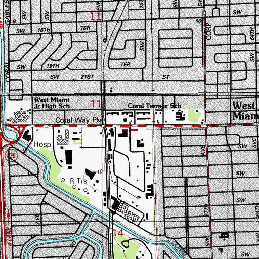 Topographic Map of Coral Terrace School, FL