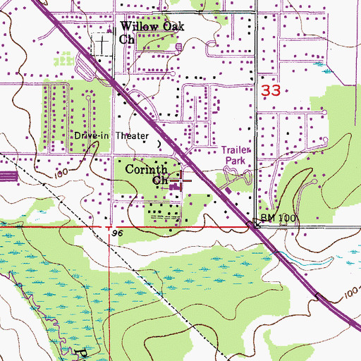 Topographic Map of Corinth Church, FL