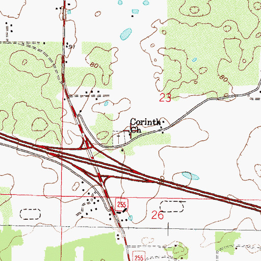 Topographic Map of Corinth Church, FL