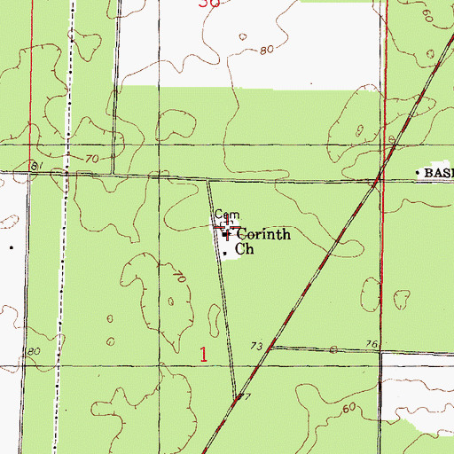 Topographic Map of Corinth Church, FL