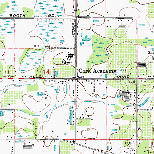 Topographic Map of Cork Academy, FL