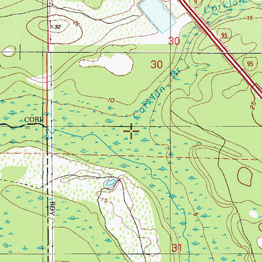 Topographic Map of Corklan Branch, FL