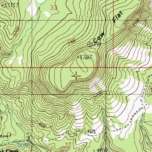 Topographic Map of Cow Flat Mountain, AZ