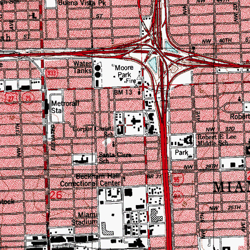 Topographic Map of Corpus Christi School, FL