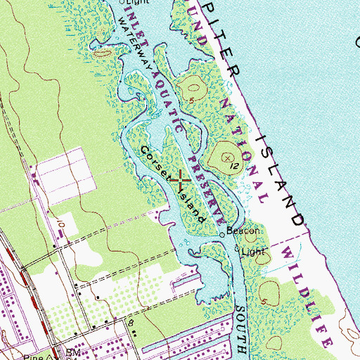 Topographic Map of Corset Island, FL