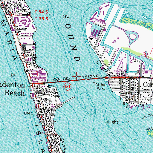 Topographic Map of Cortez Bridge, FL