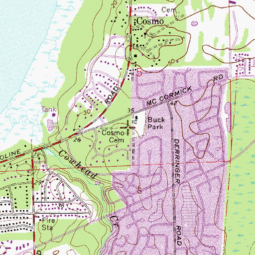 Topographic Map of Cosmo Cemetery, FL