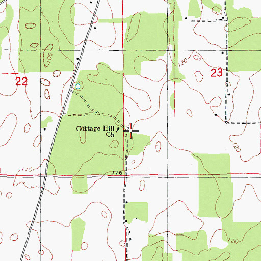 Topographic Map of Cottage Hill School, FL