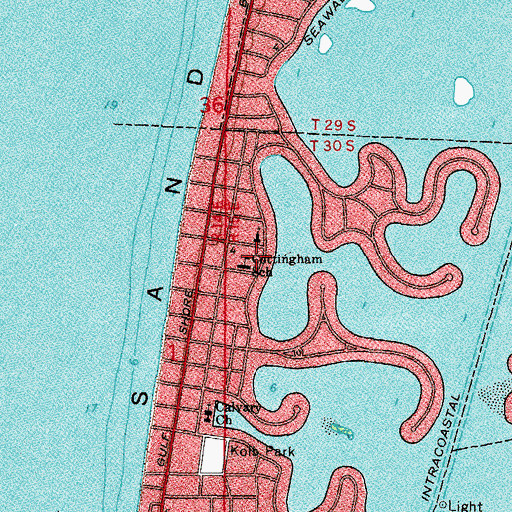 Topographic Map of Cottingham School, FL