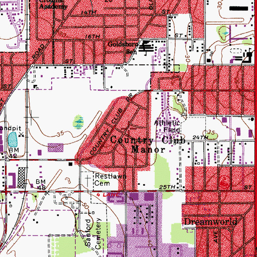 Topographic Map of Country Club Manor, FL