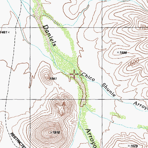 Topographic Map of Chico Shunie Arroyo, AZ