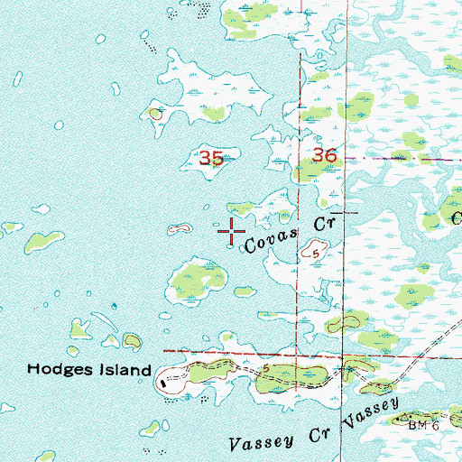 Topographic Map of Covas Creek, FL