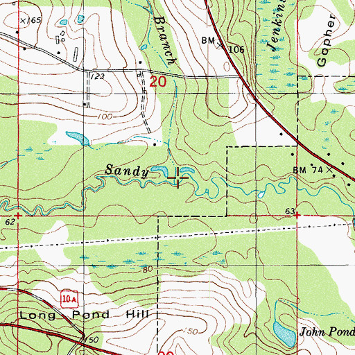 Topographic Map of Cow Branch, FL