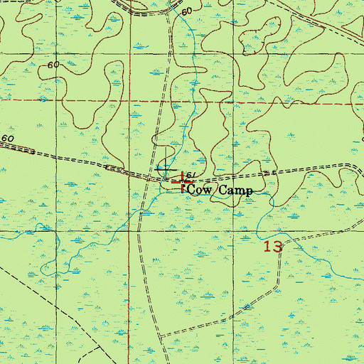 Topographic Map of Cow Camp, FL