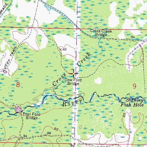 Topographic Map of Cow Ford Bridge, FL