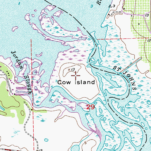 Topographic Map of Cow Island, FL