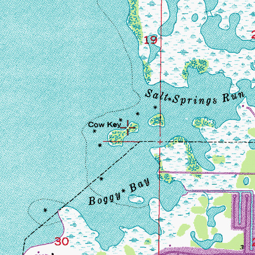 Topographic Map of Cow Key, FL