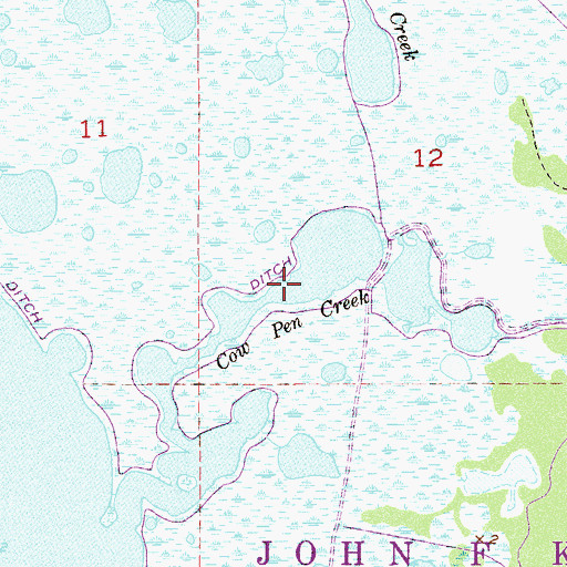 Topographic Map of Cow Pen Creek, FL
