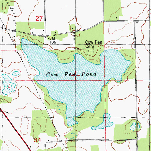 Topographic Map of Cow Pen Pond, FL