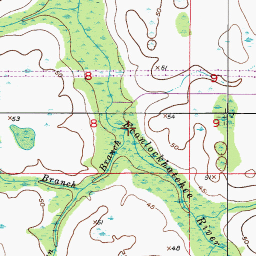 Topographic Map of Cowpen Branch, FL