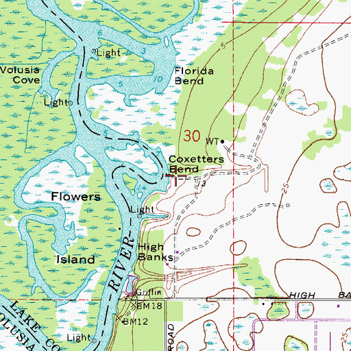 Topographic Map of Coxetters Bend, FL