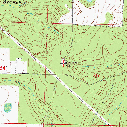 Topographic Map of Crabtree Church, FL