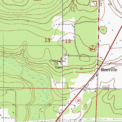 Topographic Map of Craine Church, FL