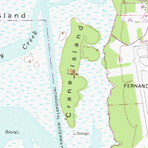 Topographic Map of Crane Island, FL