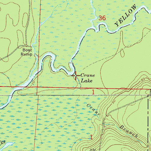 Topographic Map of Crane Lake, FL