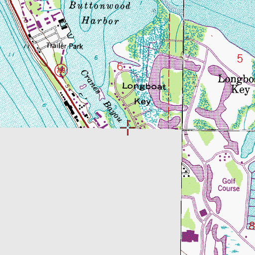 Topographic Map of Cranes Bayou, FL