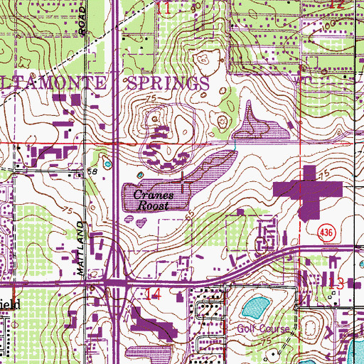 Topographic Map of Cranes Roost, FL