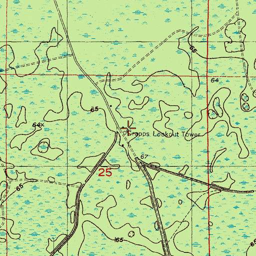Topographic Map of Crapps Lookout Tower, FL