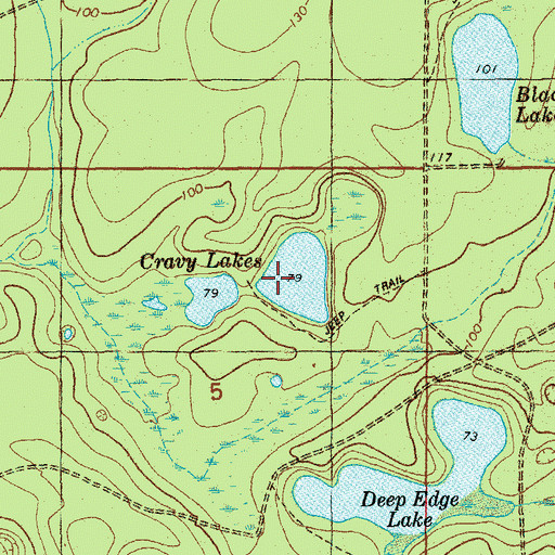 Topographic Map of Cravy Lakes, FL