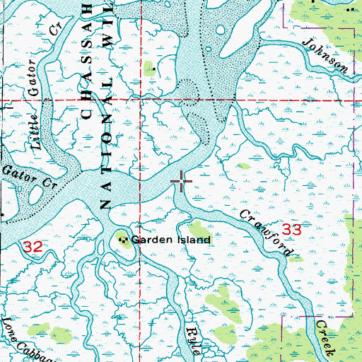 Topographic Map of Crawford Creek, FL