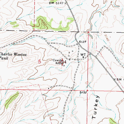 Topographic Map of Cowden Ranch, AZ