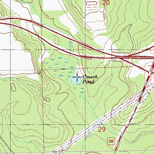 Topographic Map of Creech Pond, FL