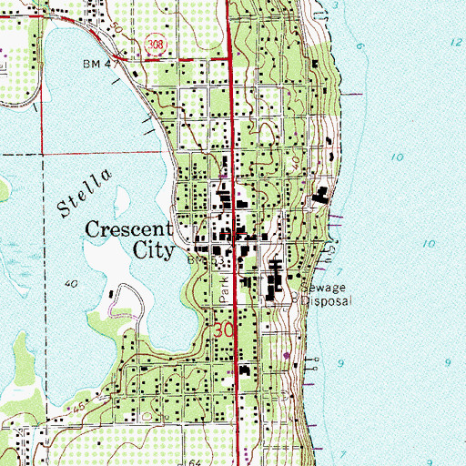 Topographic Map of Crescent City, FL
