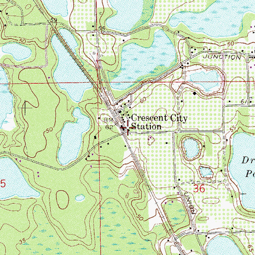 Topographic Map of Crescent City Station, FL