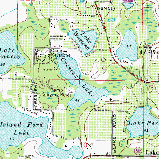 Topographic Map of Crescent Lake, FL