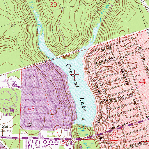 Topographic Map of Crescent Lake, FL