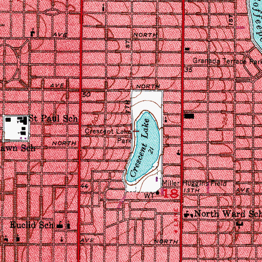 Topographic Map of Crescent Lake Park, FL