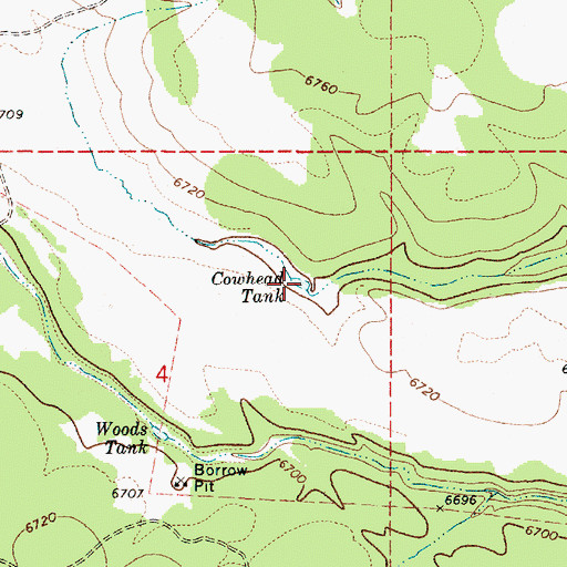 Topographic Map of Cowhead Tank, AZ