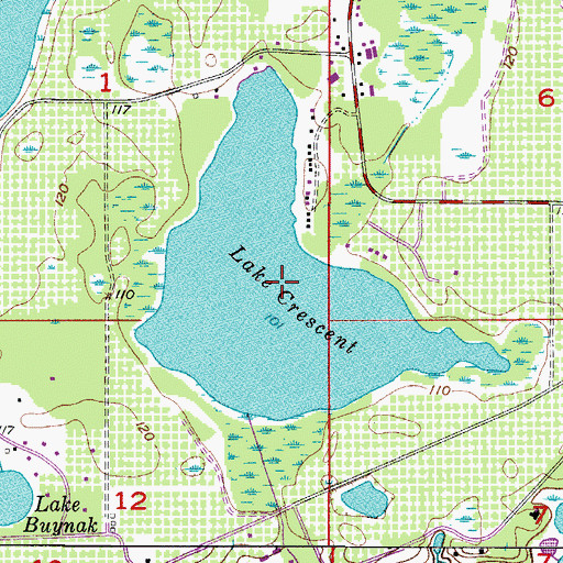 Topographic Map of Lake Crescent, FL