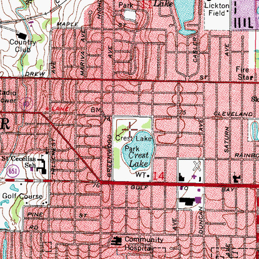 Topographic Map of Crest Lake Park, FL