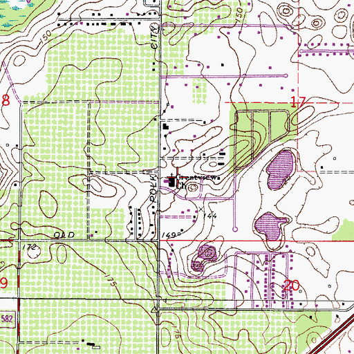Topographic Map of Crestview Church, FL