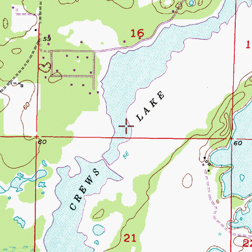 Topographic Map of Crews Lake, FL