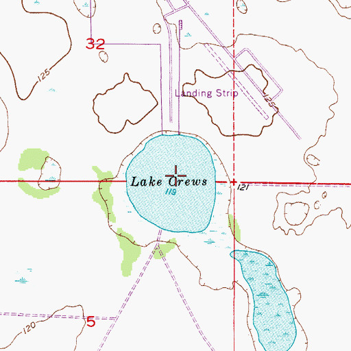 Topographic Map of Lake Crews, FL