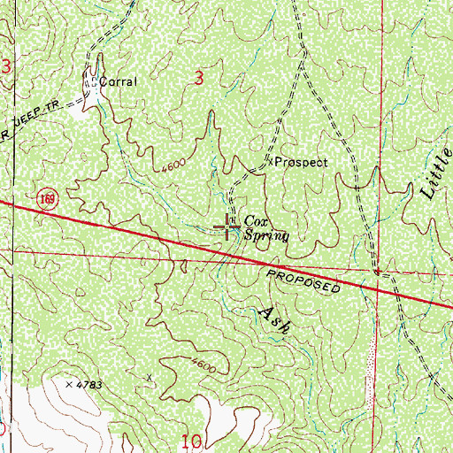 Topographic Map of Cox Spring, AZ
