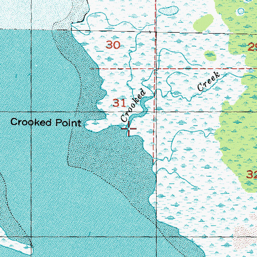 Topographic Map of Crooked Creek, FL
